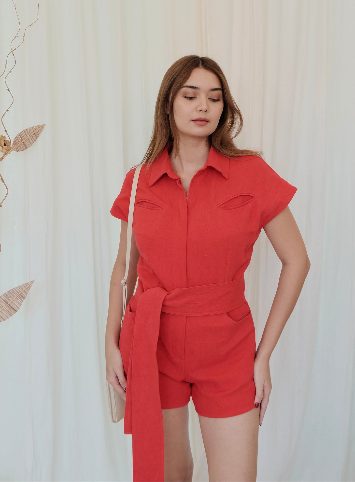 Soleil Playsuit in Red
