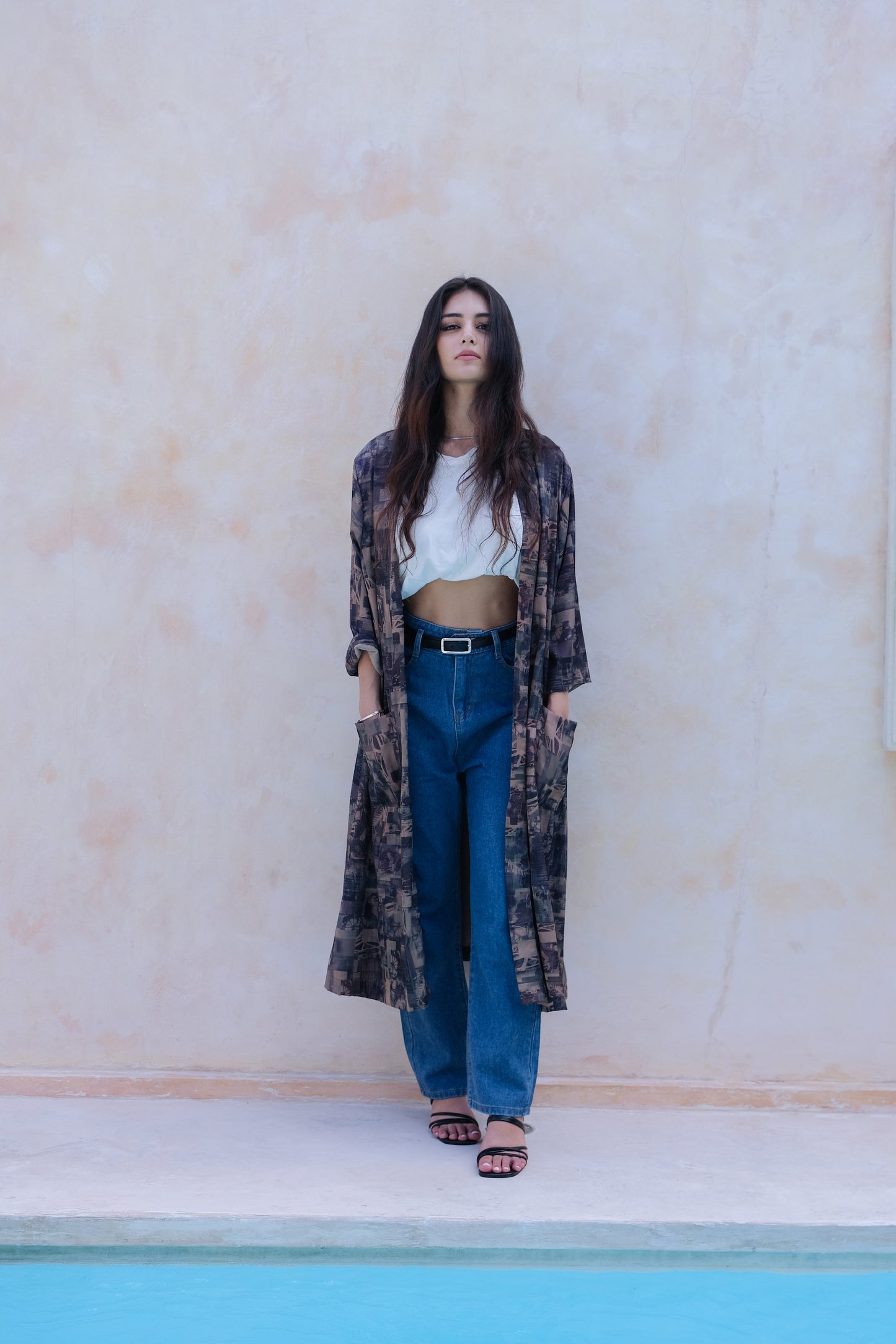 Milan Deep blue and brown Kimono