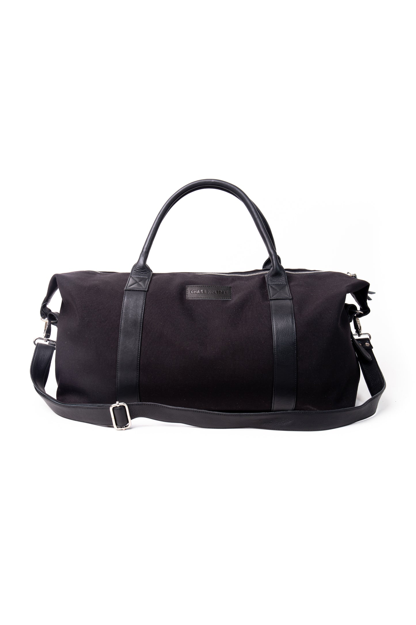 Caba Duffle Weekender Leather Bag in Black