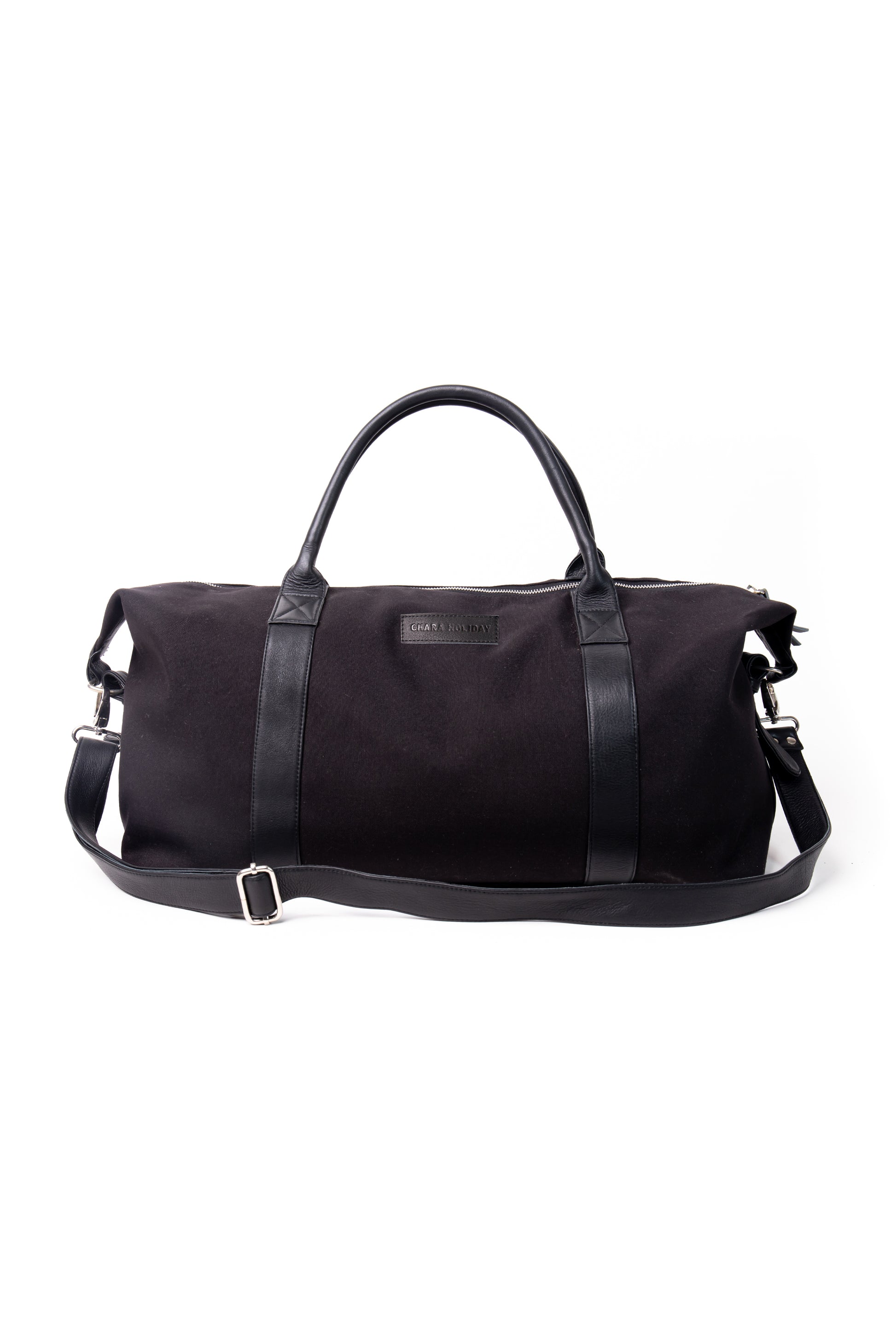 Caba Duffle Weekender Leather Bag in Black