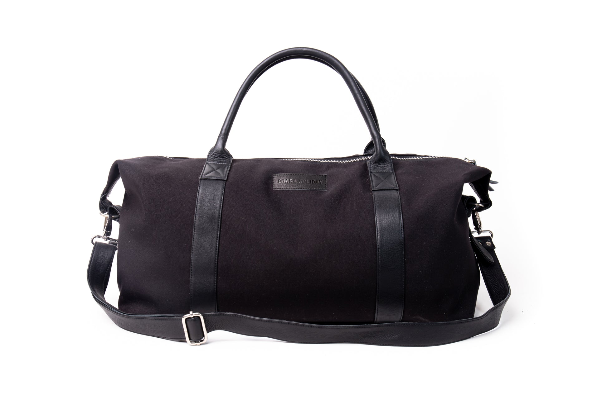 Caba Duffle Weekender Leather Bag in Black