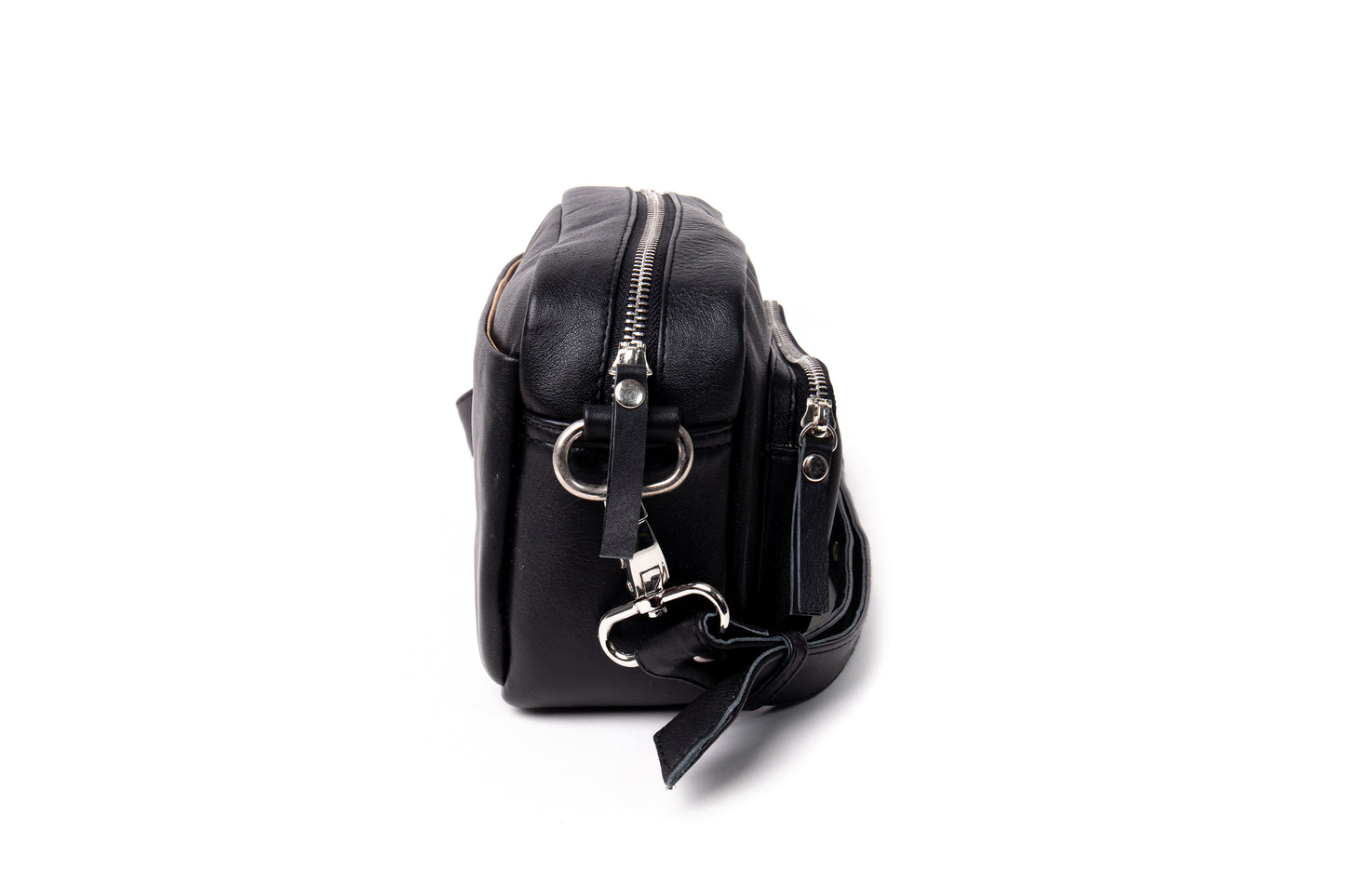 Geneva Cross Body Sling Leather Bag in Black
