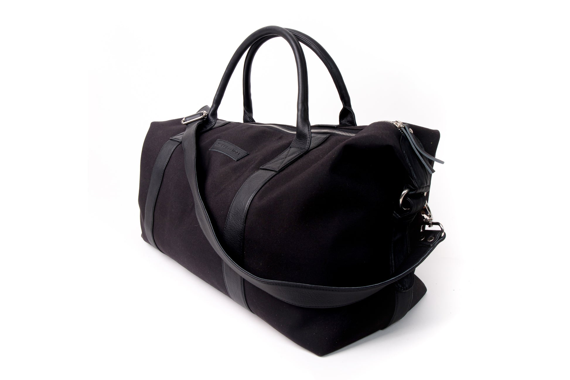Caba Duffle Weekender Leather Bag in Black