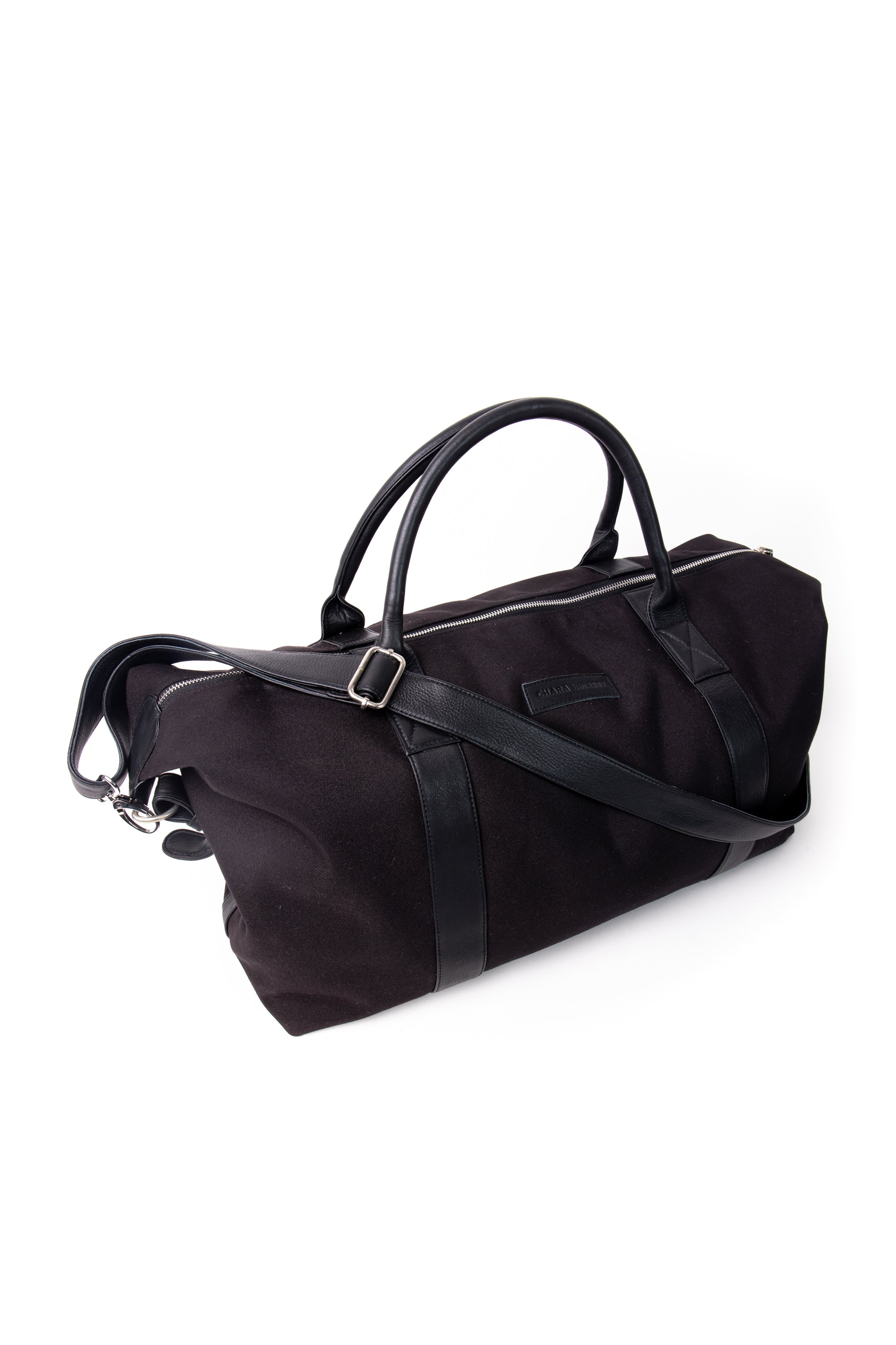 Caba Duffle Weekender Leather Bag in Black