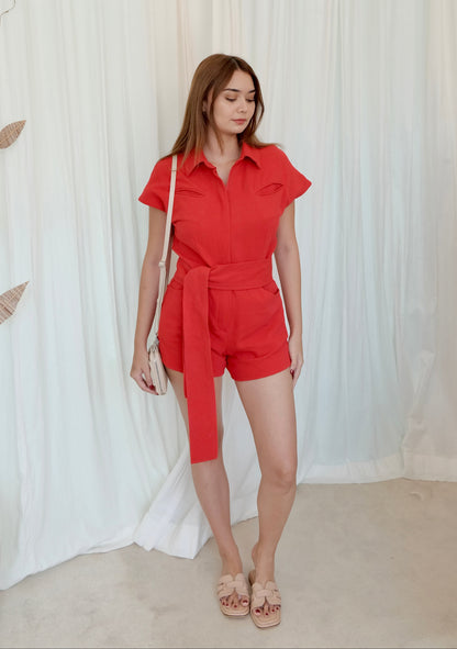 Soleil Playsuit in Red