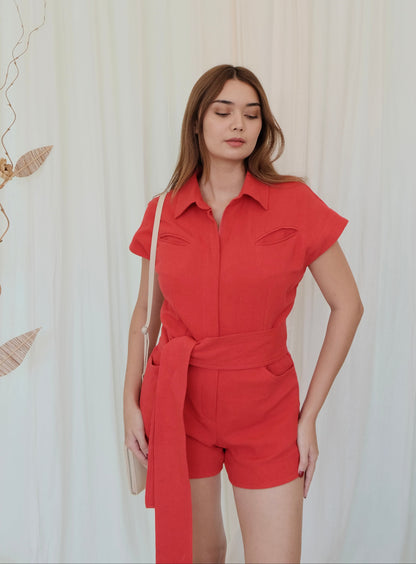 Soleil Playsuit in Red