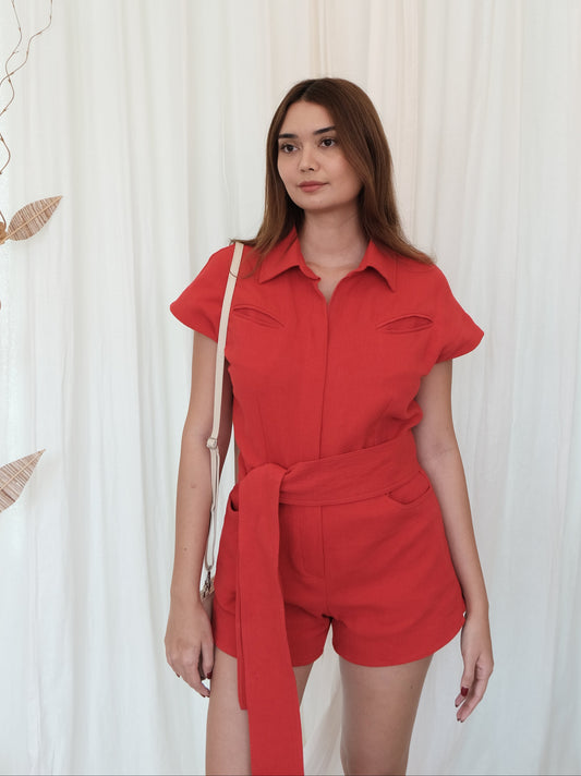 Soleil Playsuit in Red