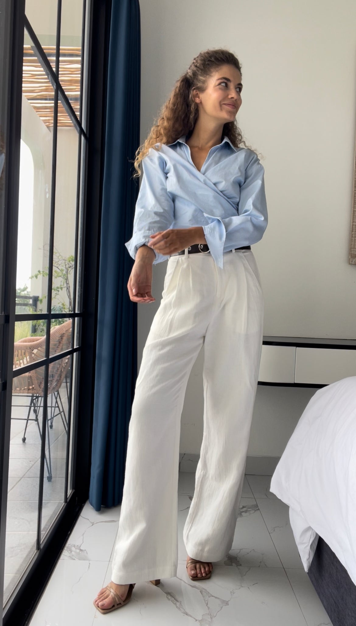 Patricia cotton linen pants in White