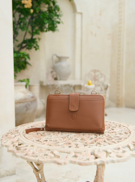 Geneva Wallet Sling in Brown