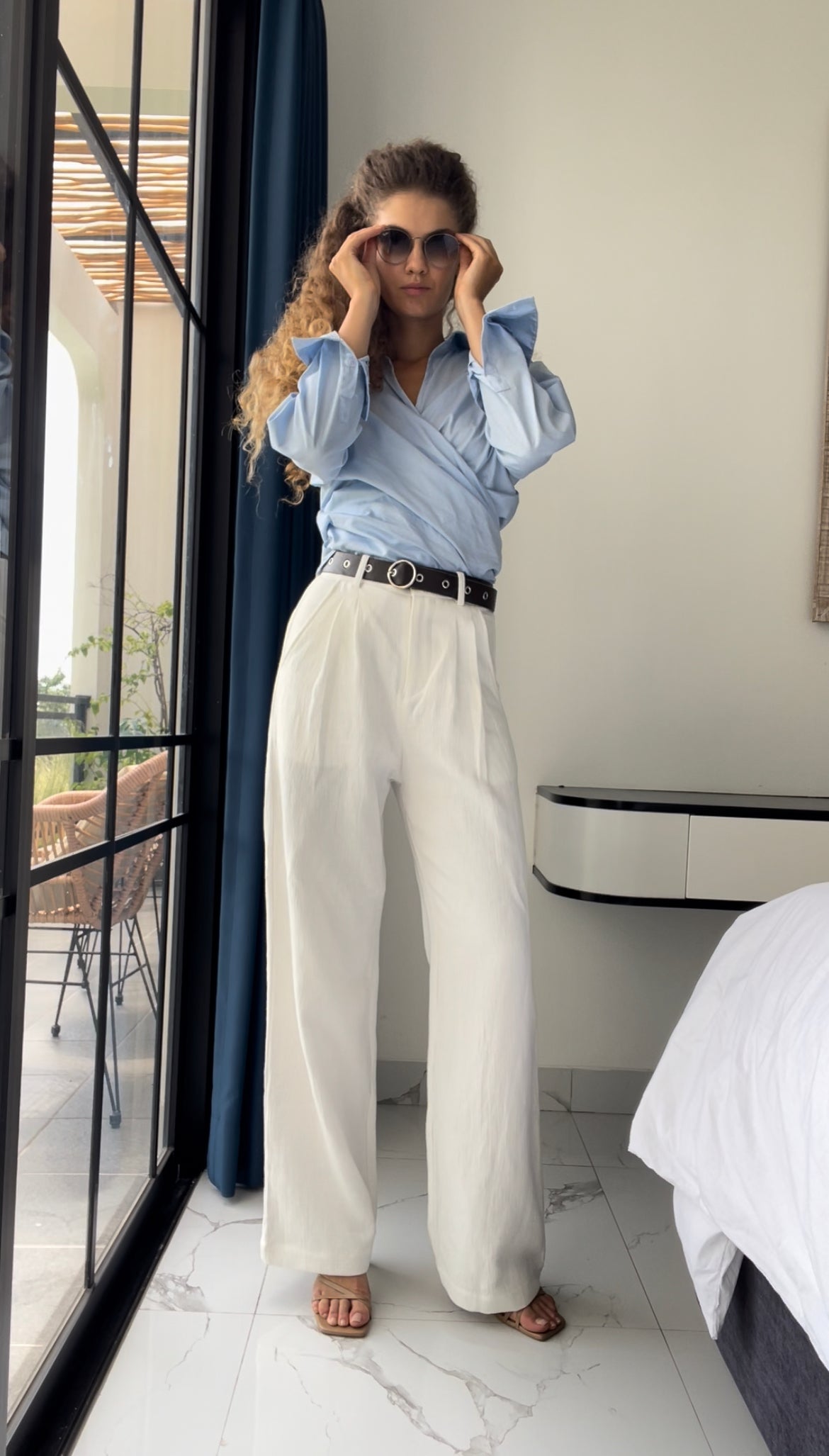 Patricia cotton linen pants in White