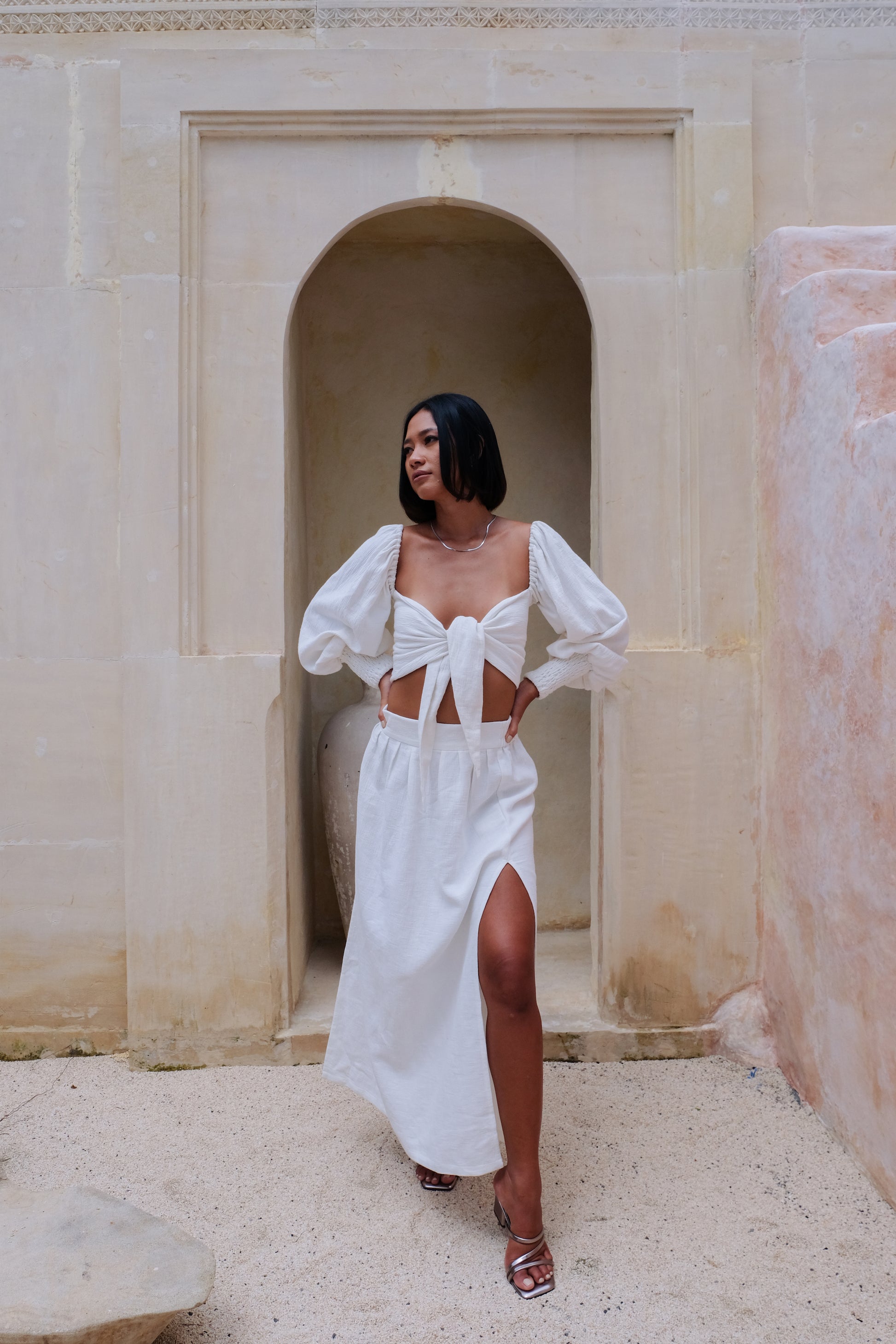 Aurora Resort Wear White Maxi Skirt