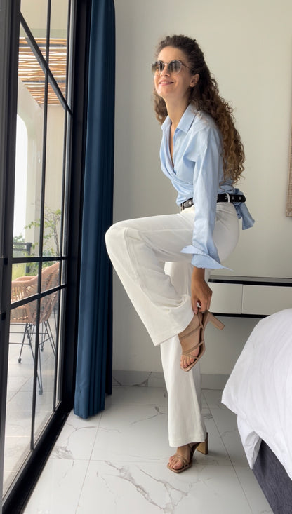Patricia cotton linen pants in White