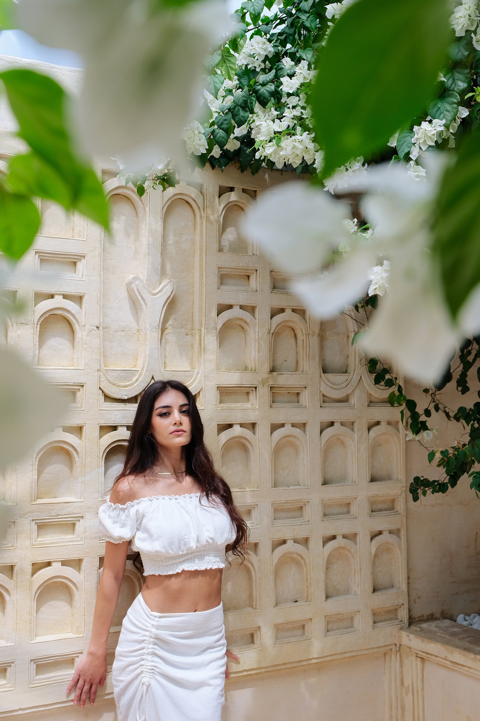 Bianca Resort Wear Off-Shoulder White Cropped Top 
