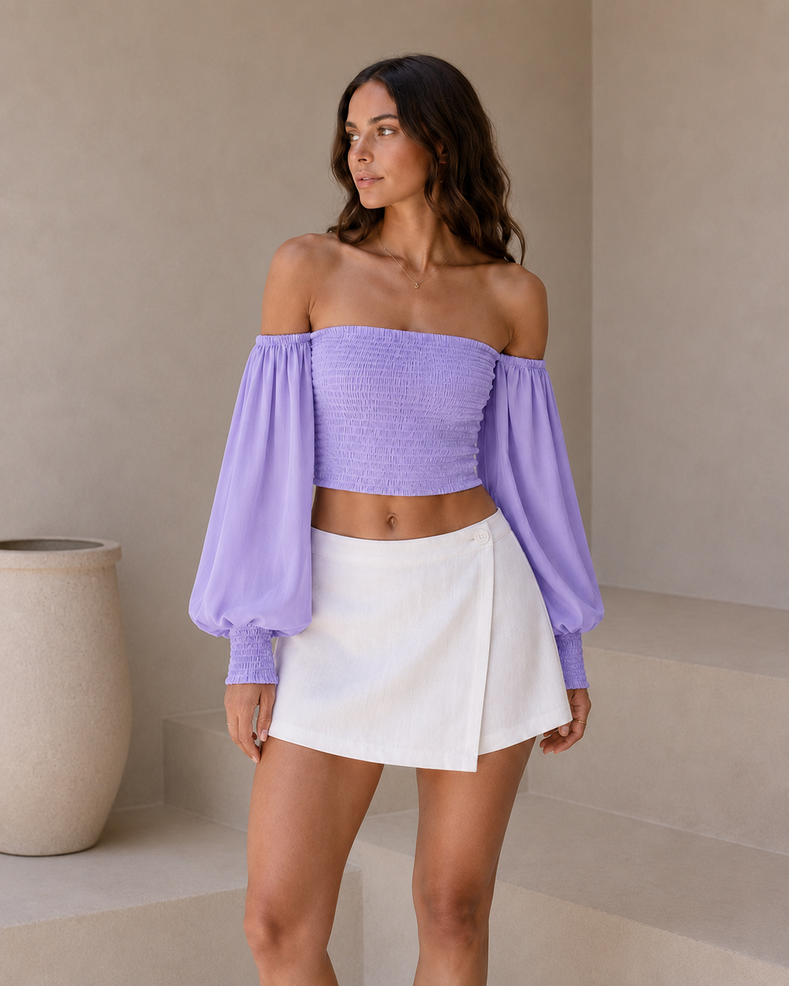 Sabrina Linen Top in Lilac-2