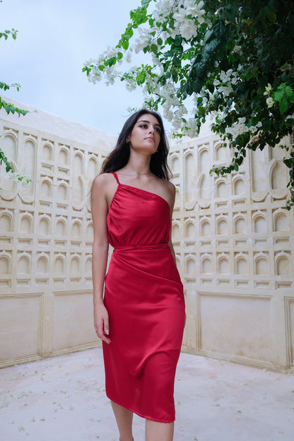Cali Silky Set Multiway Dress in Red by Chara Holiday