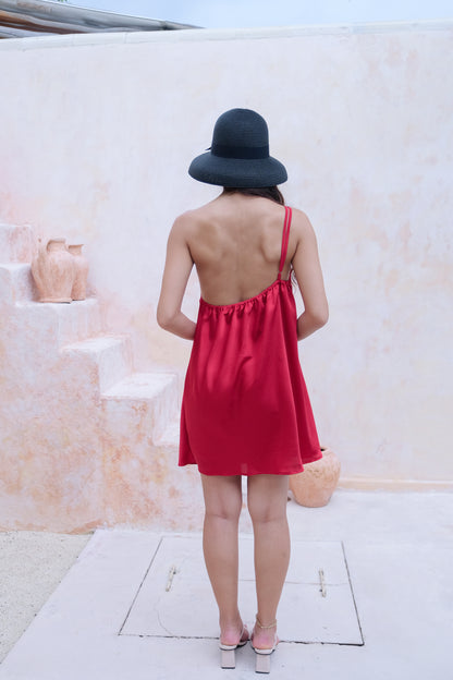 Cali Silky Mini Dress in Red