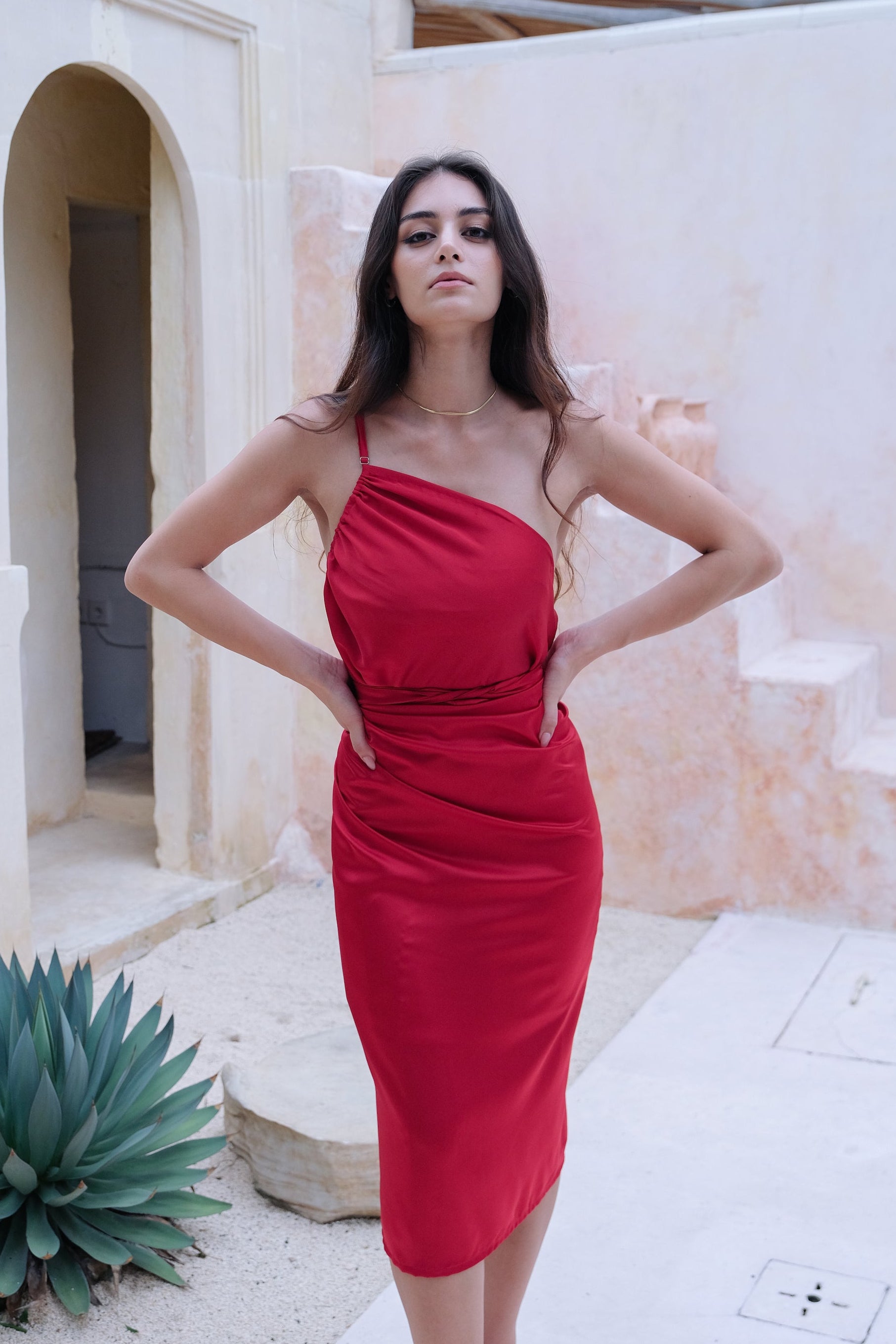 Cali Silky Set Multiway Dress in Red by Chara Holiday