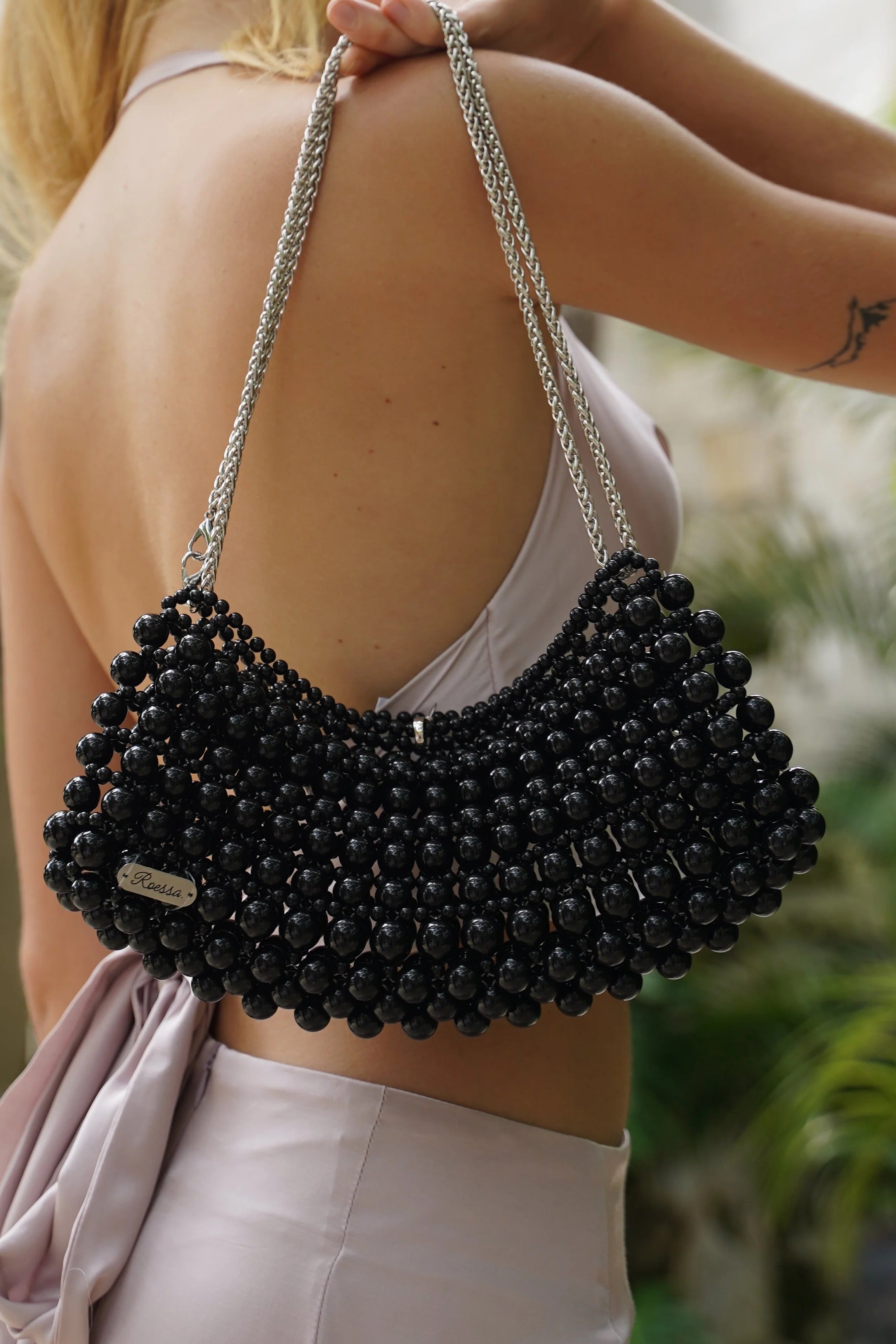 Vivienne Handmade Bead Bag in Black
