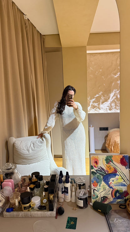 Anna Crochet Dress in White