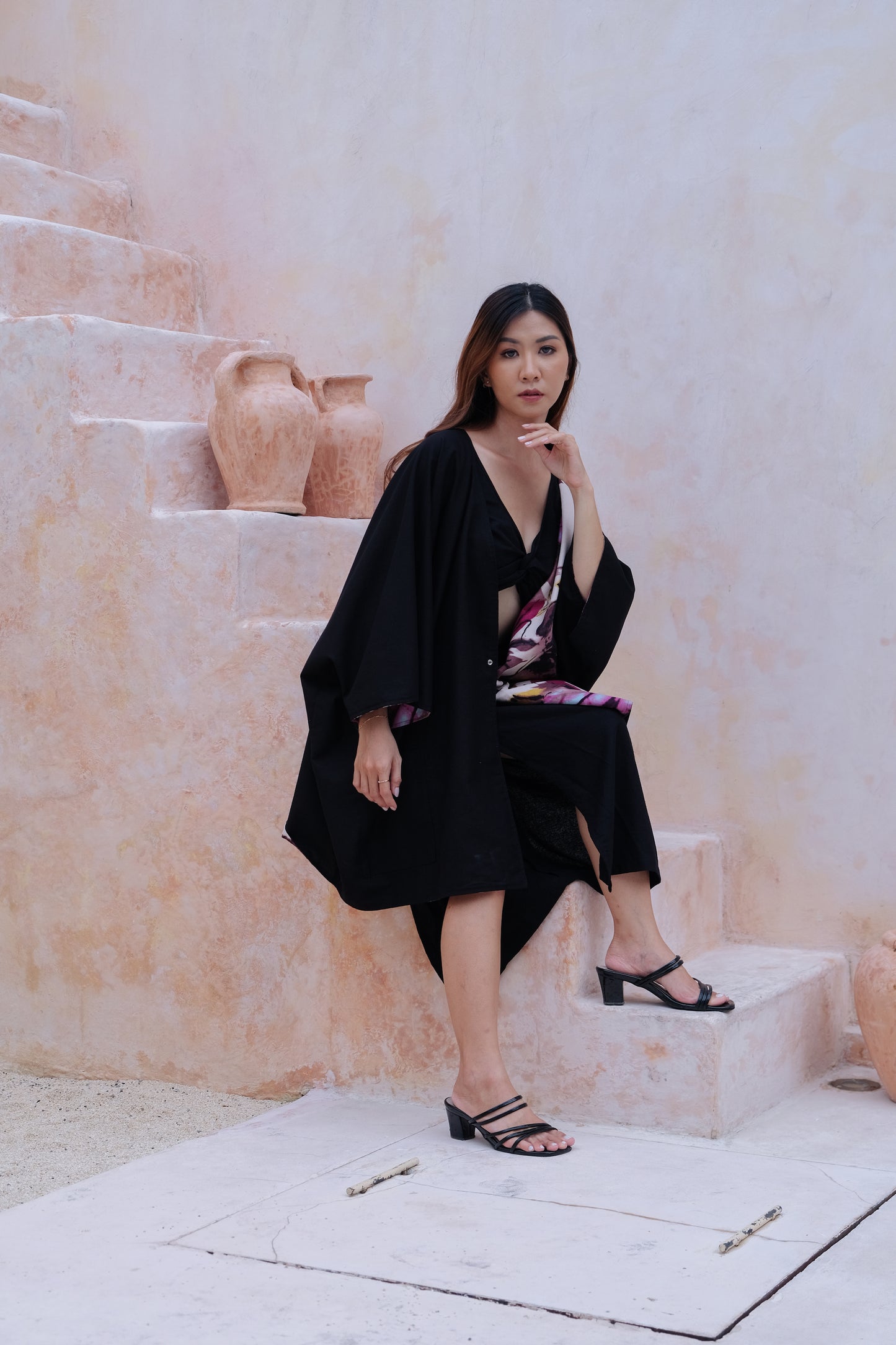 Flores Two Way Kimono Jacket in Pink