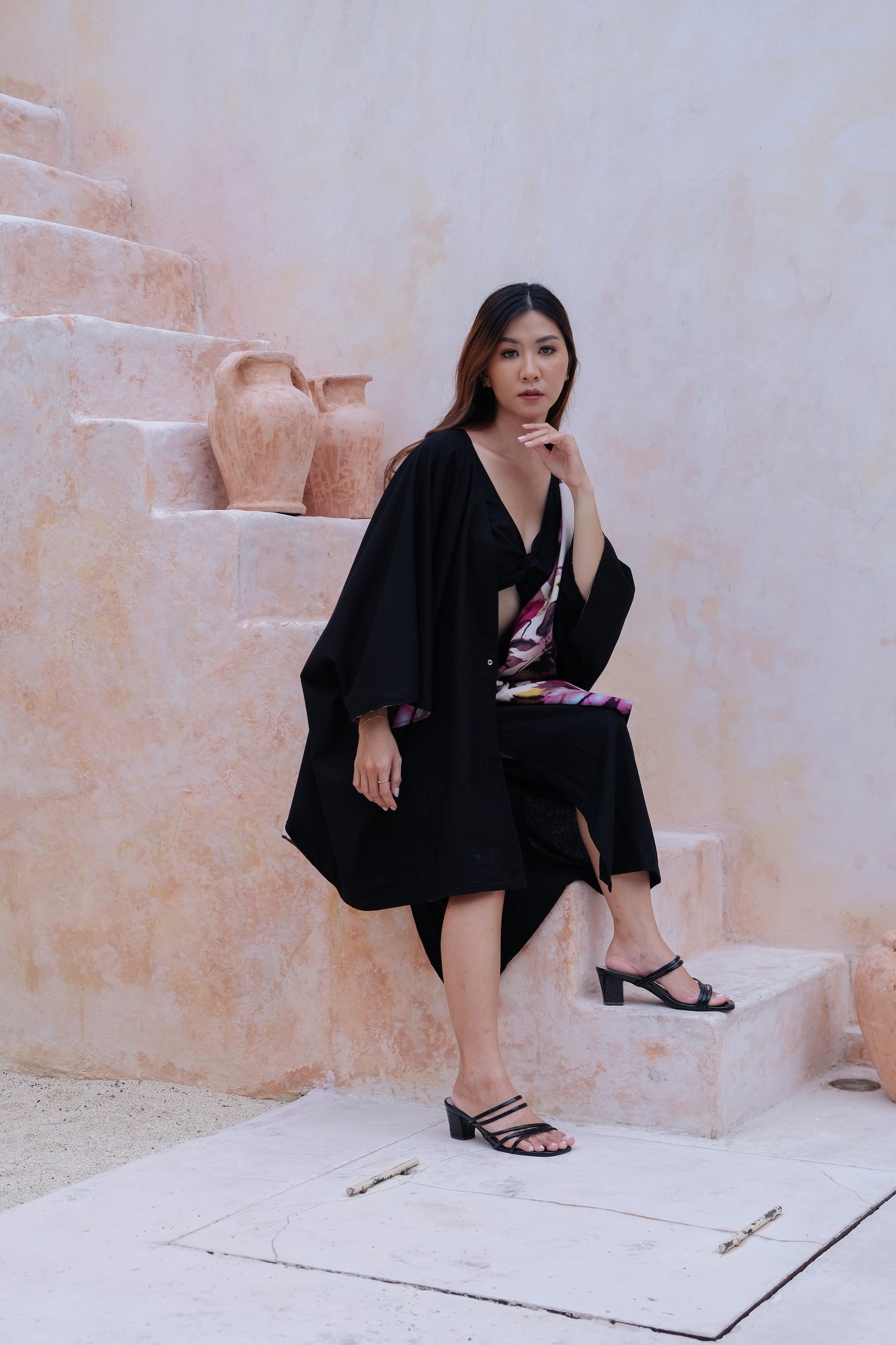Flores Two Way Kimono Jacket in Pink