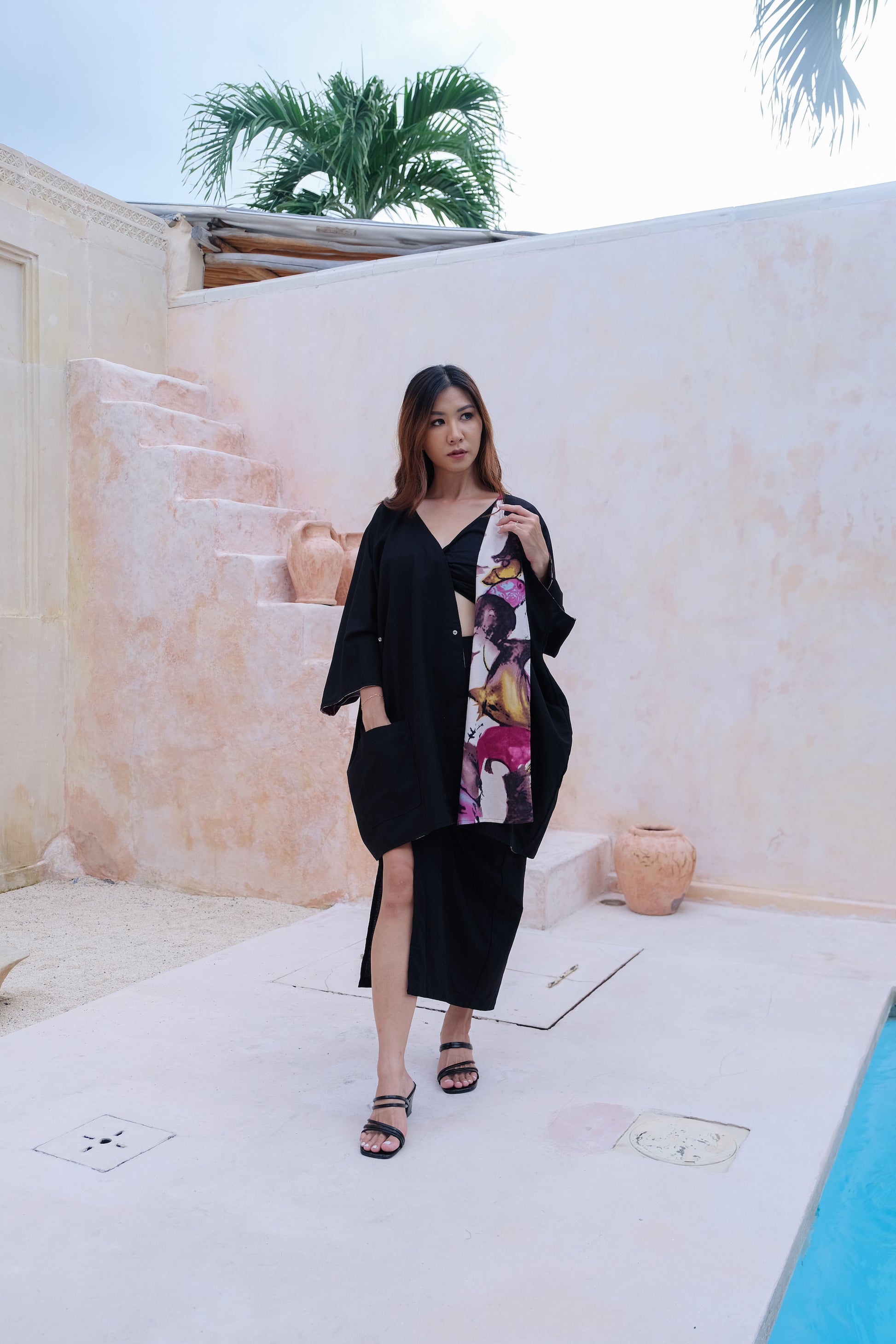 Flores Two Way Kimono Jacket in Pink