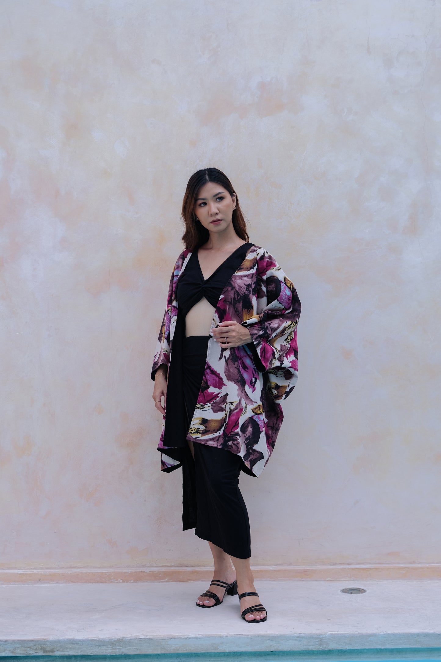 Flores Two Way Kimono Jacket in Pink