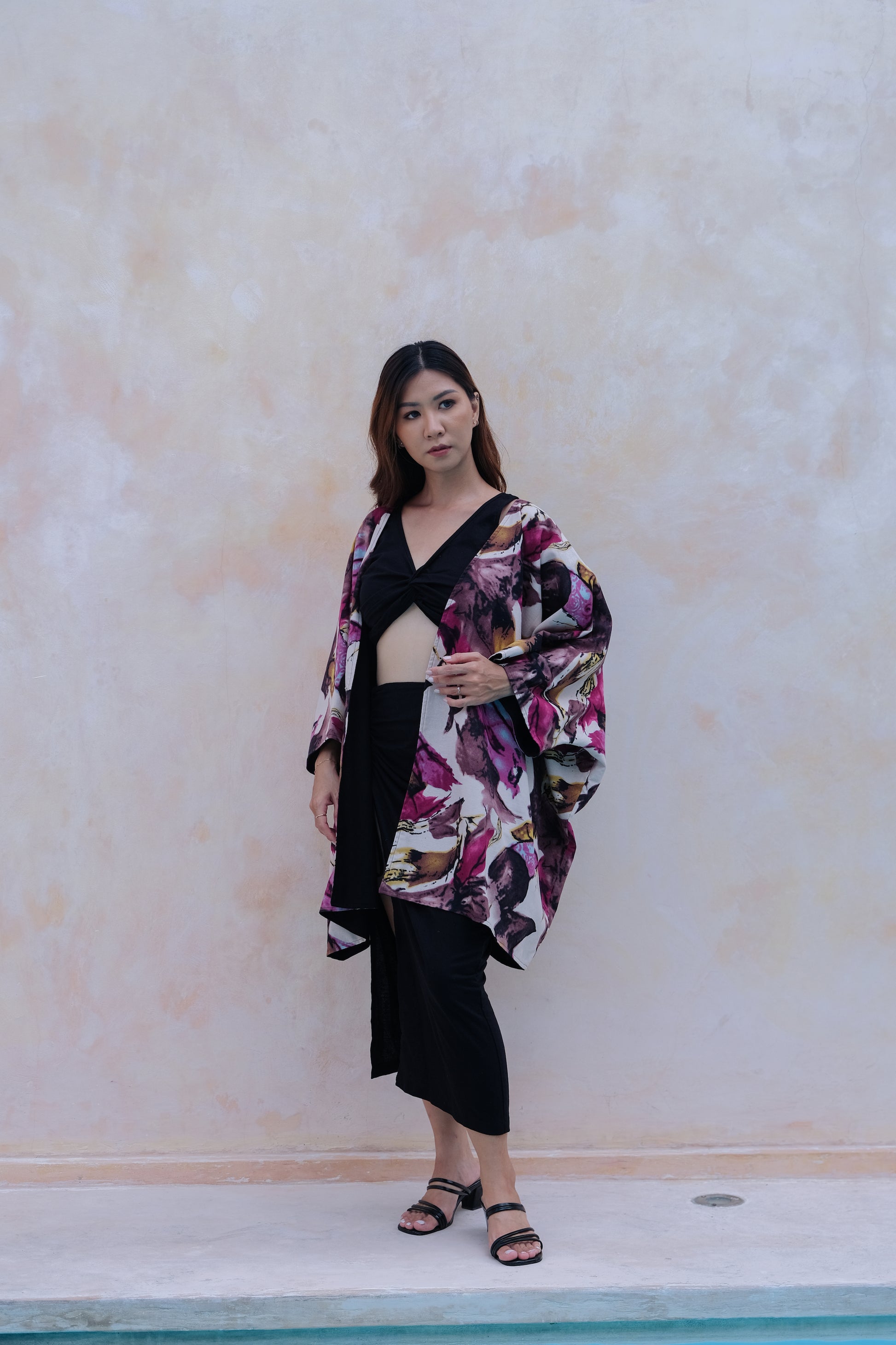 Flores Two Way Kimono Jacket in Pink