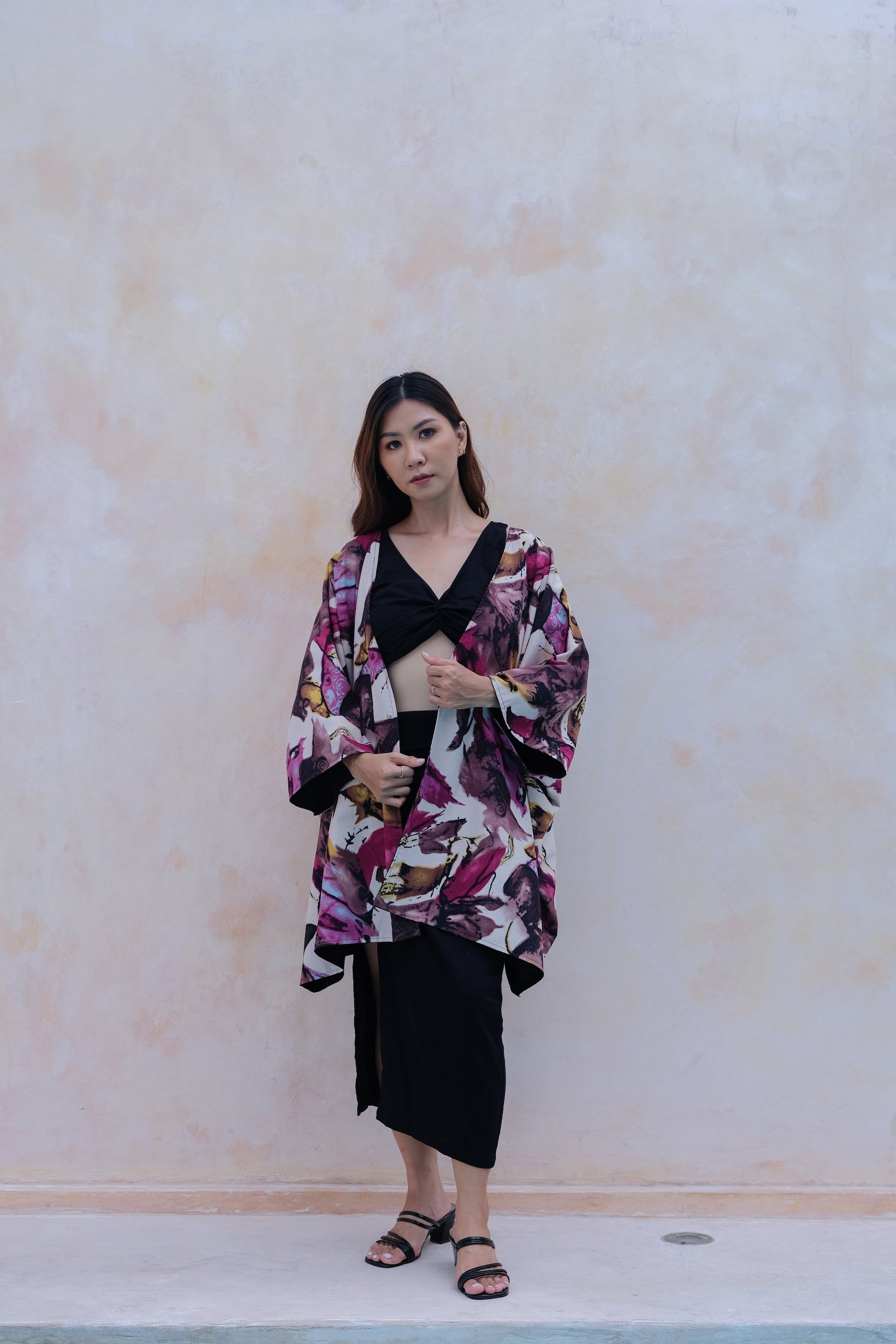 Flores Two Way Kimono Jacket in Pink