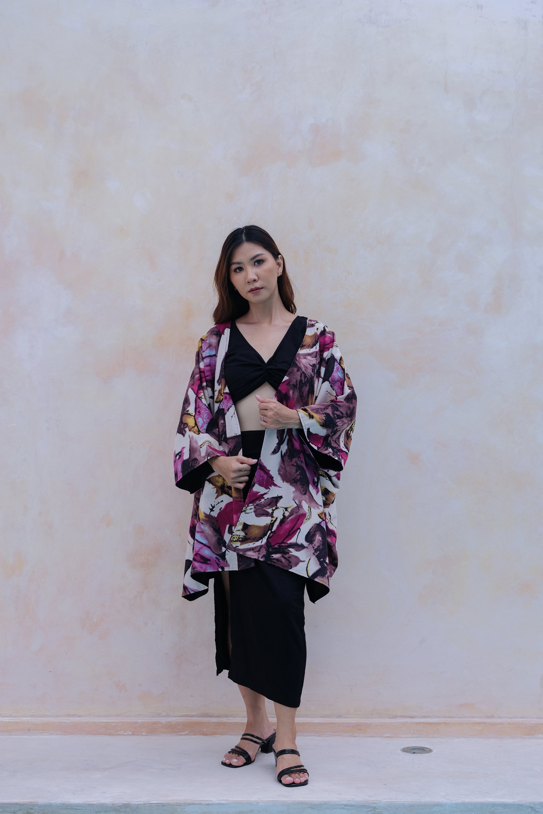 Flores Two Way Kimono Jacket in Pink