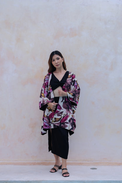 Flores Two Way Kimono Jacket in Pink