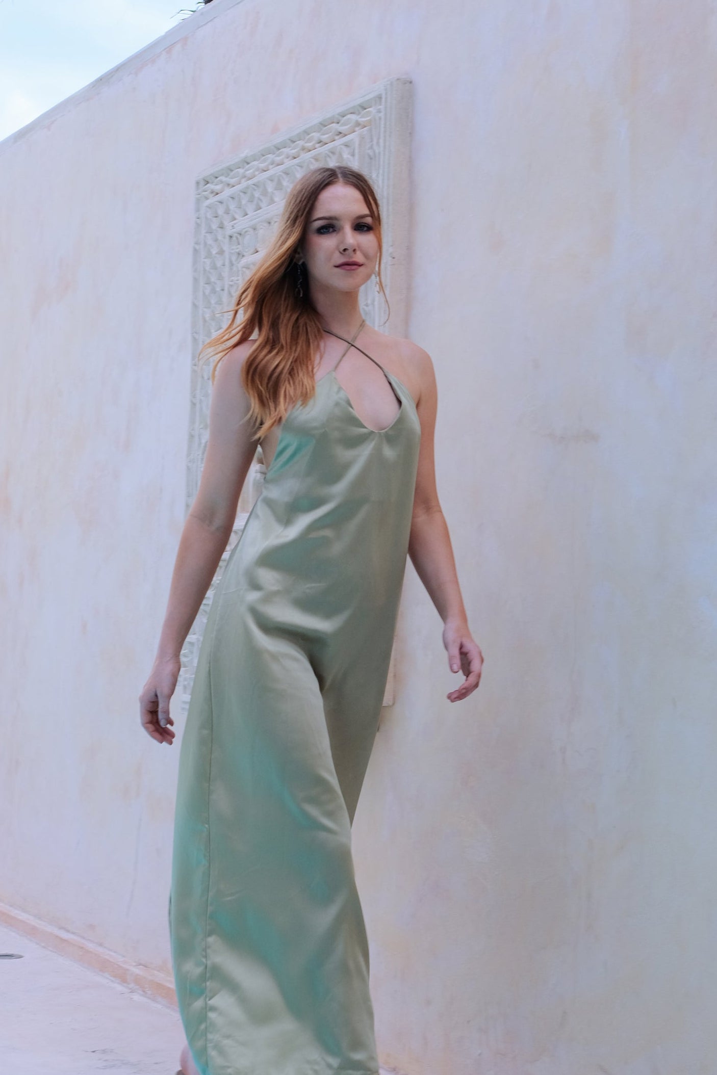 Helena Silky Dress in Green