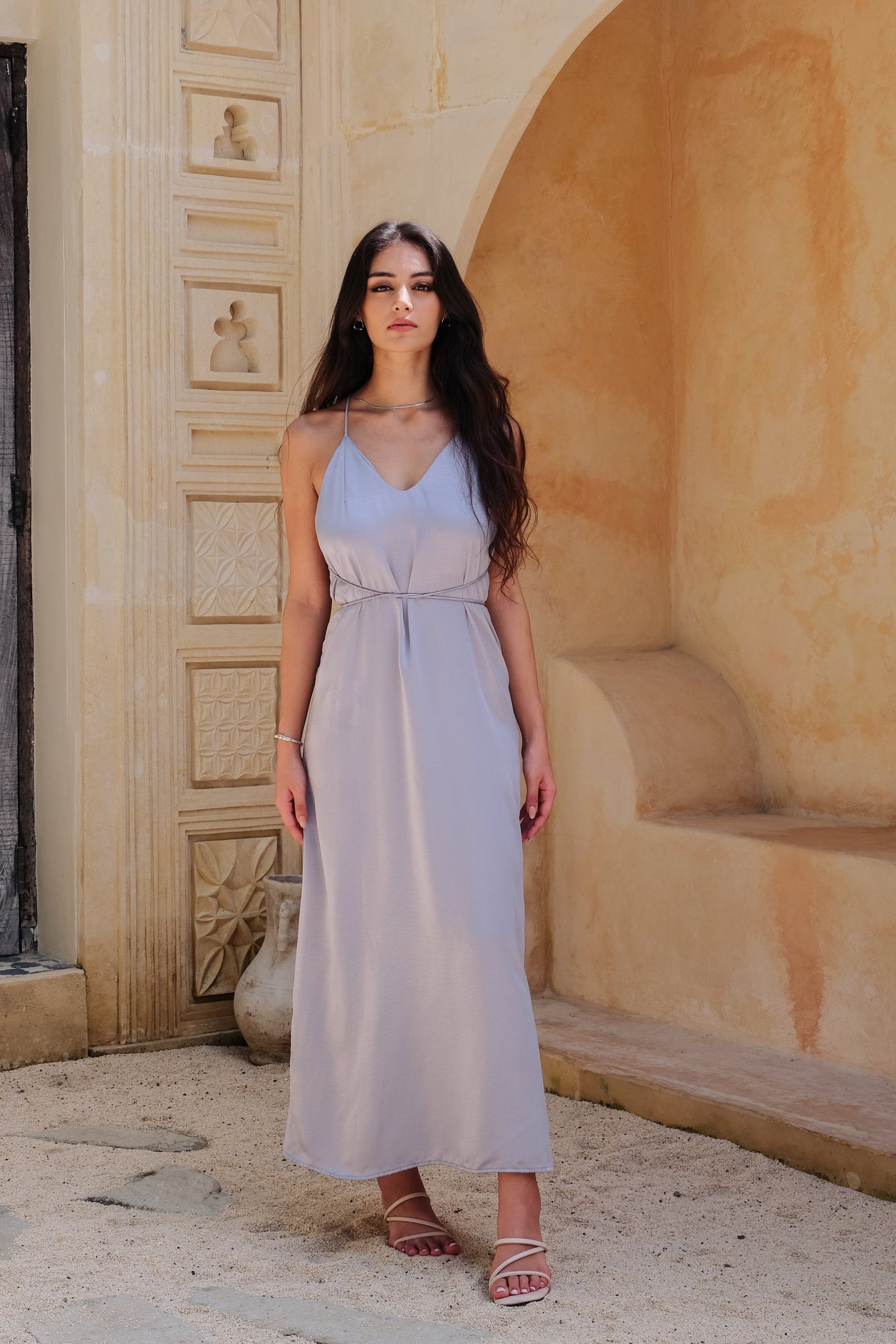 Helena Silky Dress in Silver
