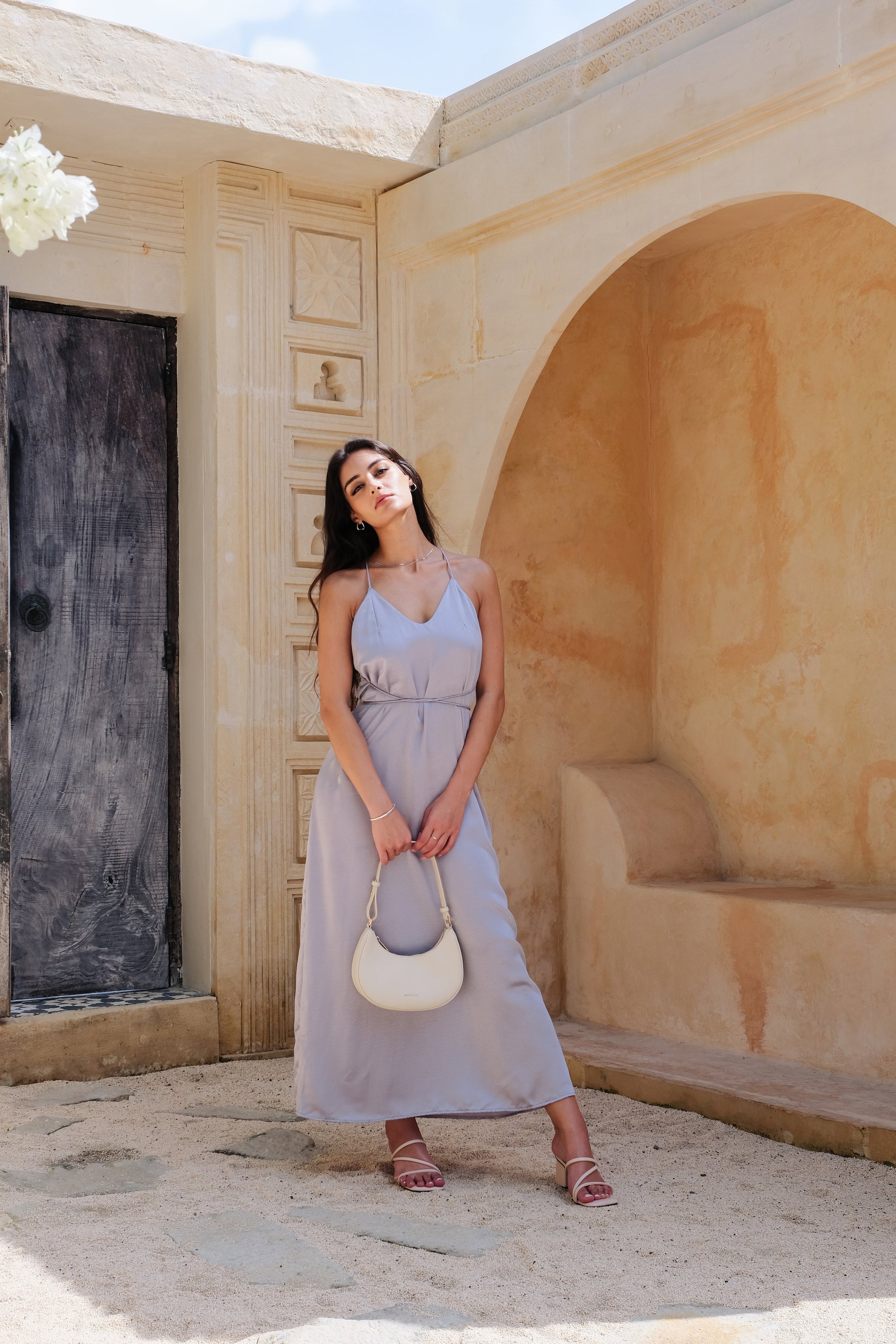 Helena Silky Dress in Silver