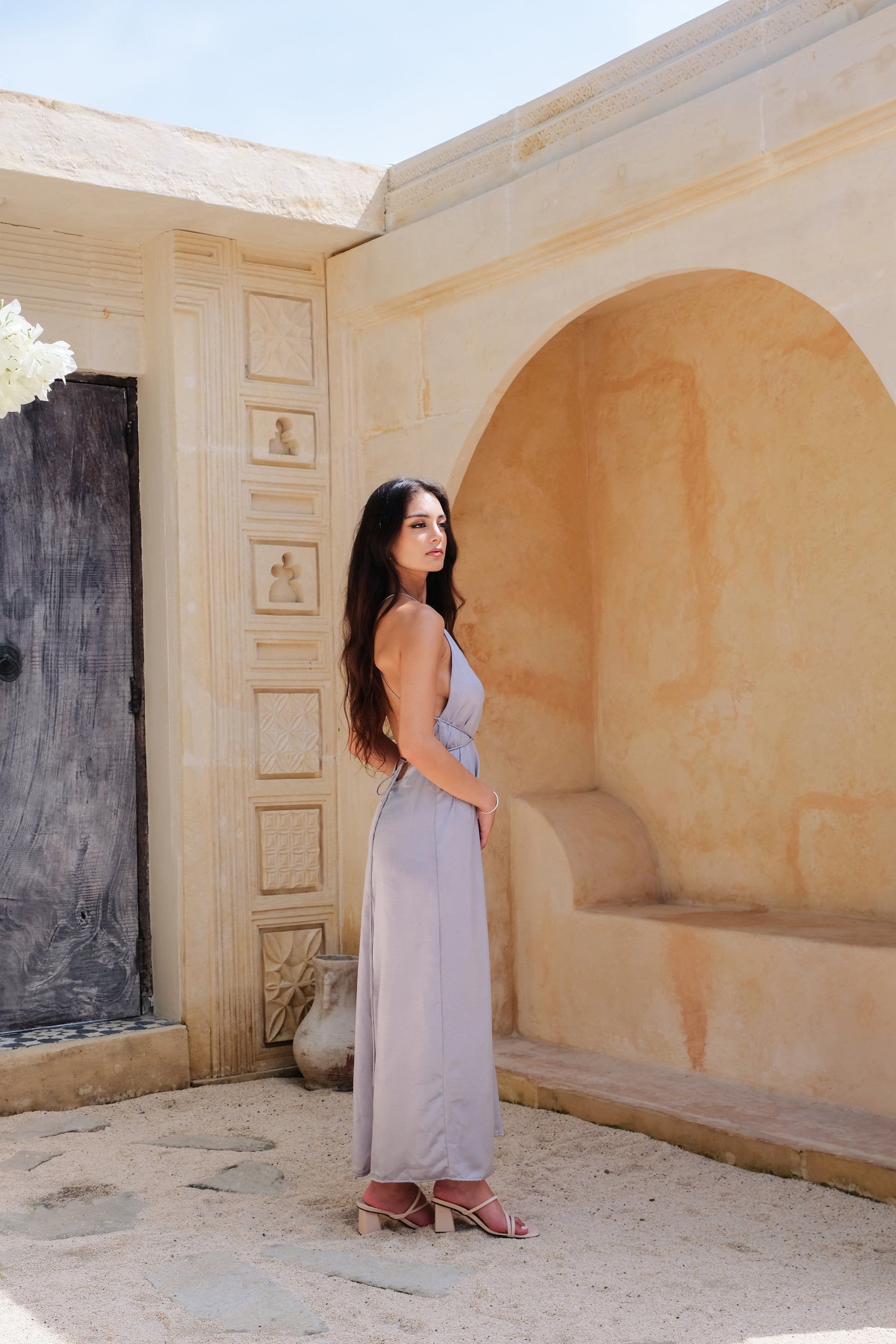 Helena Silky Dress in Silver