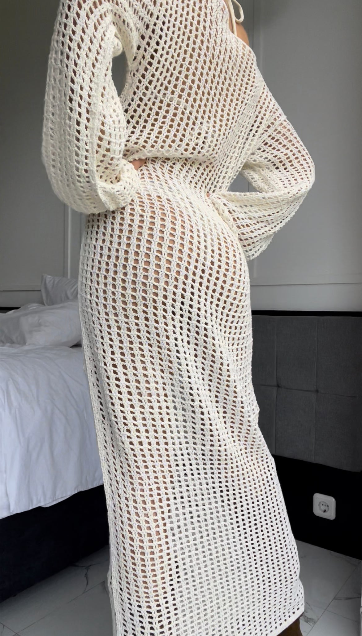 Anna Handmade Crochet Dress in White-5