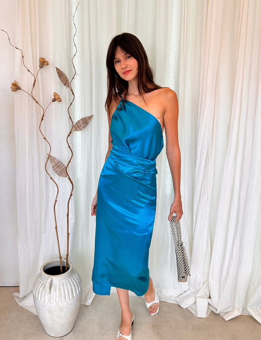 Cali Silky Multiway Dress in Turquoise