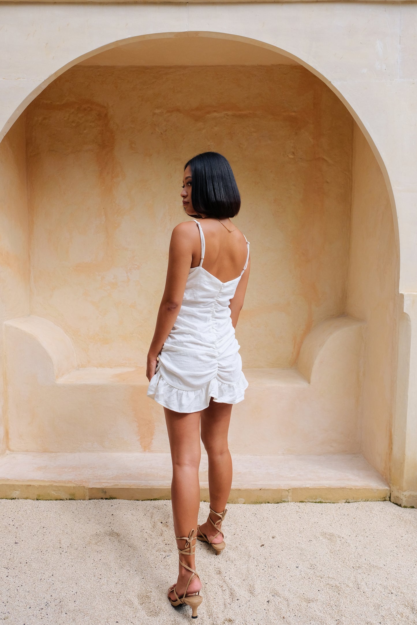 white mini dress