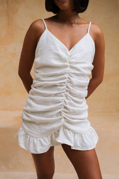 white mini dress