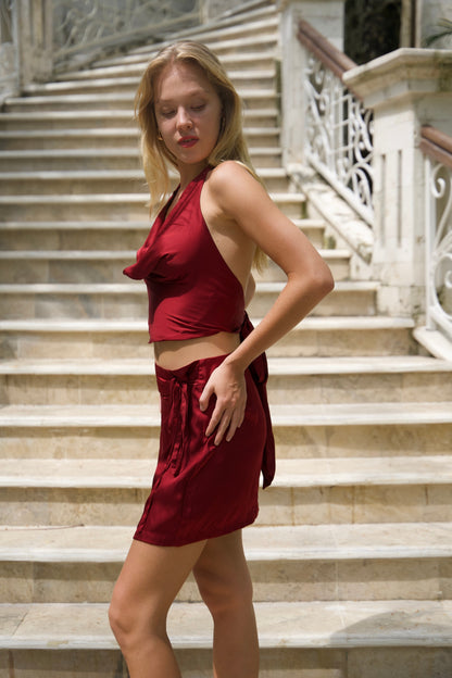 Lia Mini Skirt in Red
