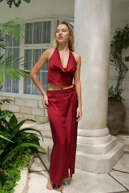 Lia Maxi Skirt in Red