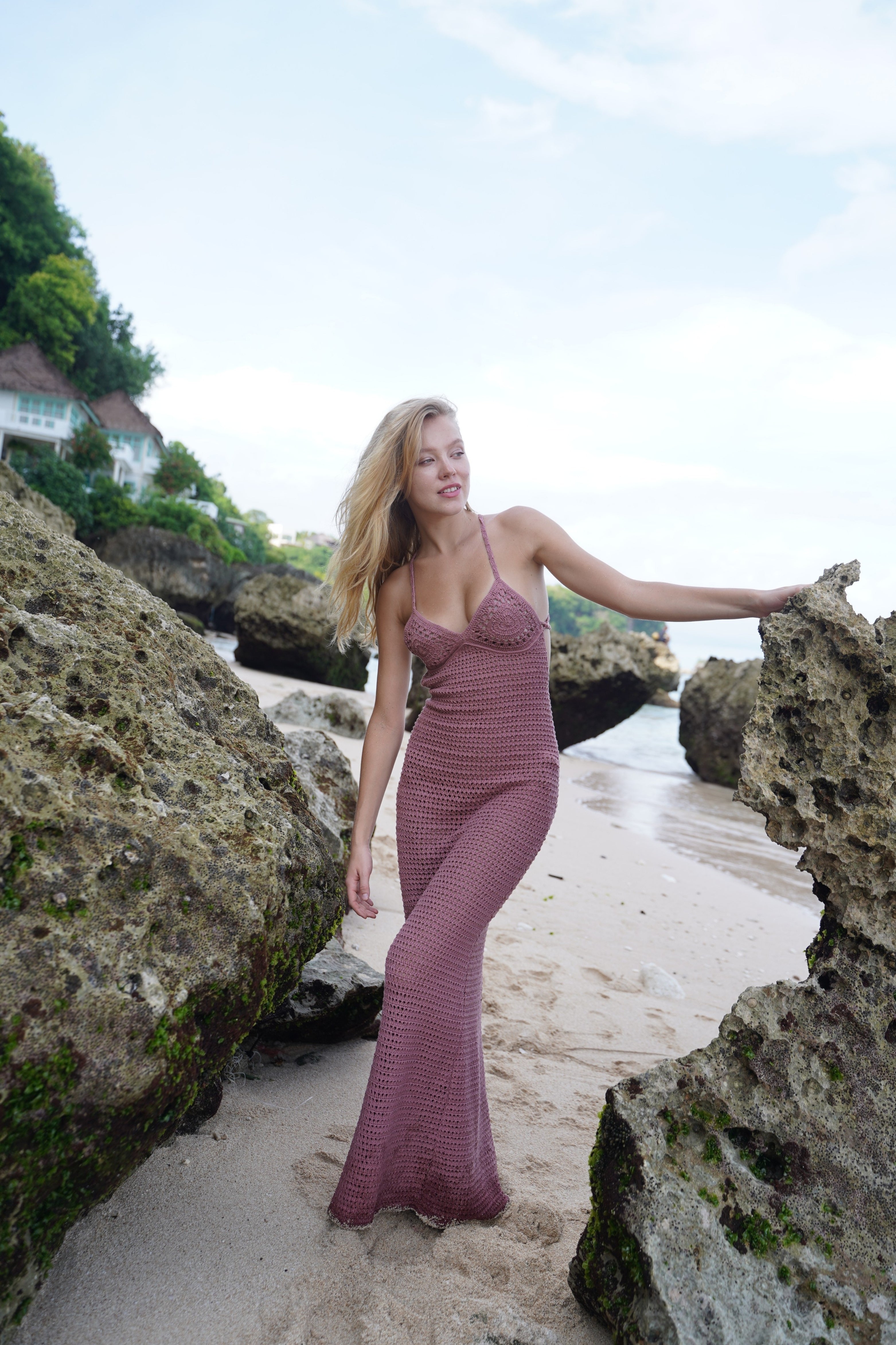 Mandy Handmade Crochet Dress in Pink-7
