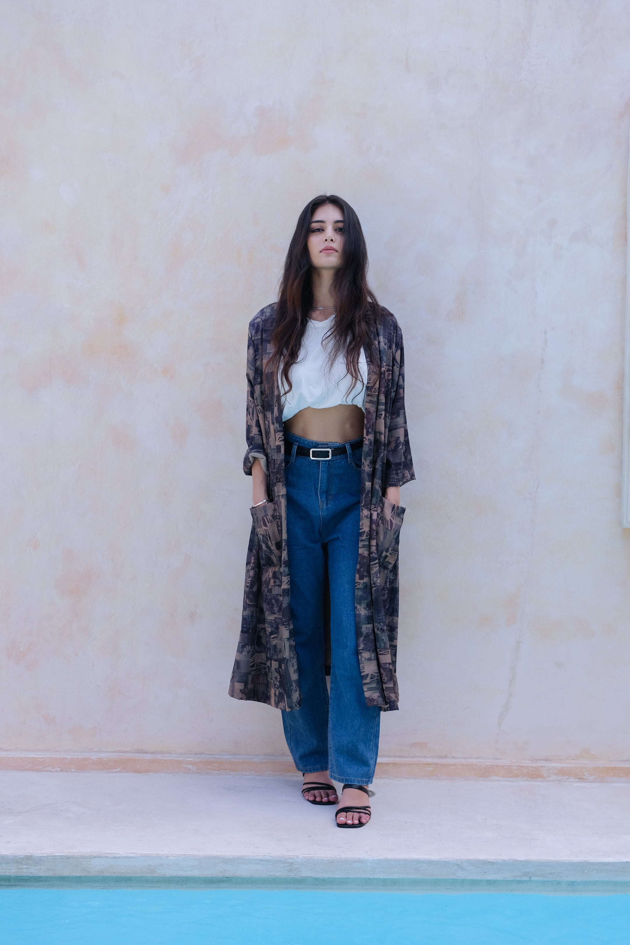 Milan Deep blue and brown Kimono