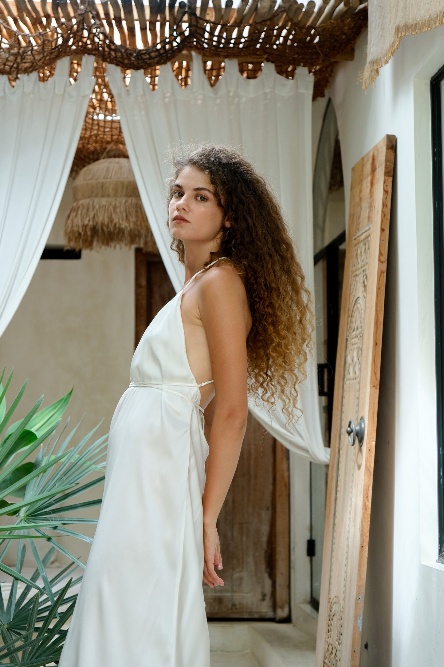 Isabella White Silk Dress