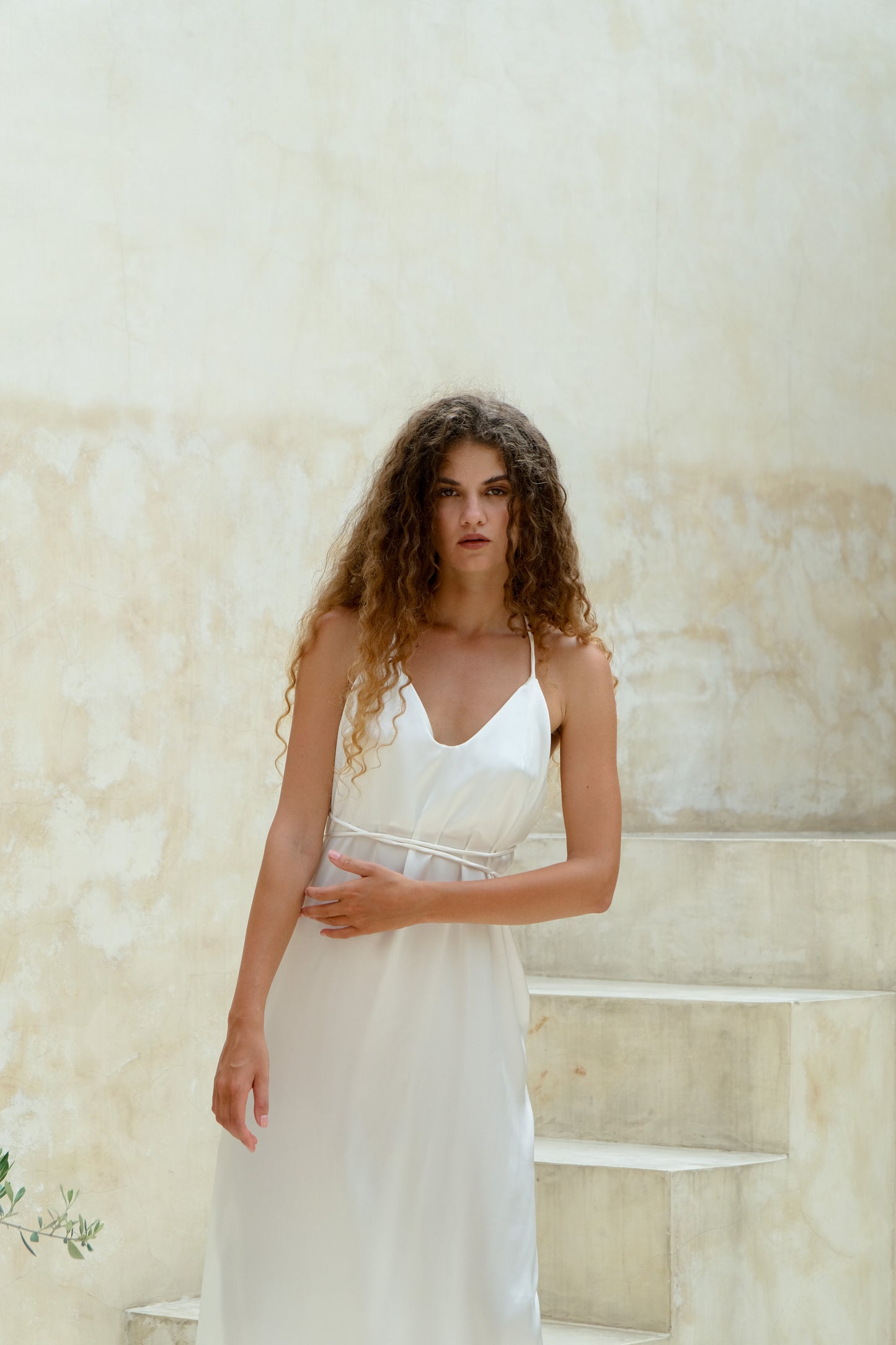 Isabella White Silk Dress