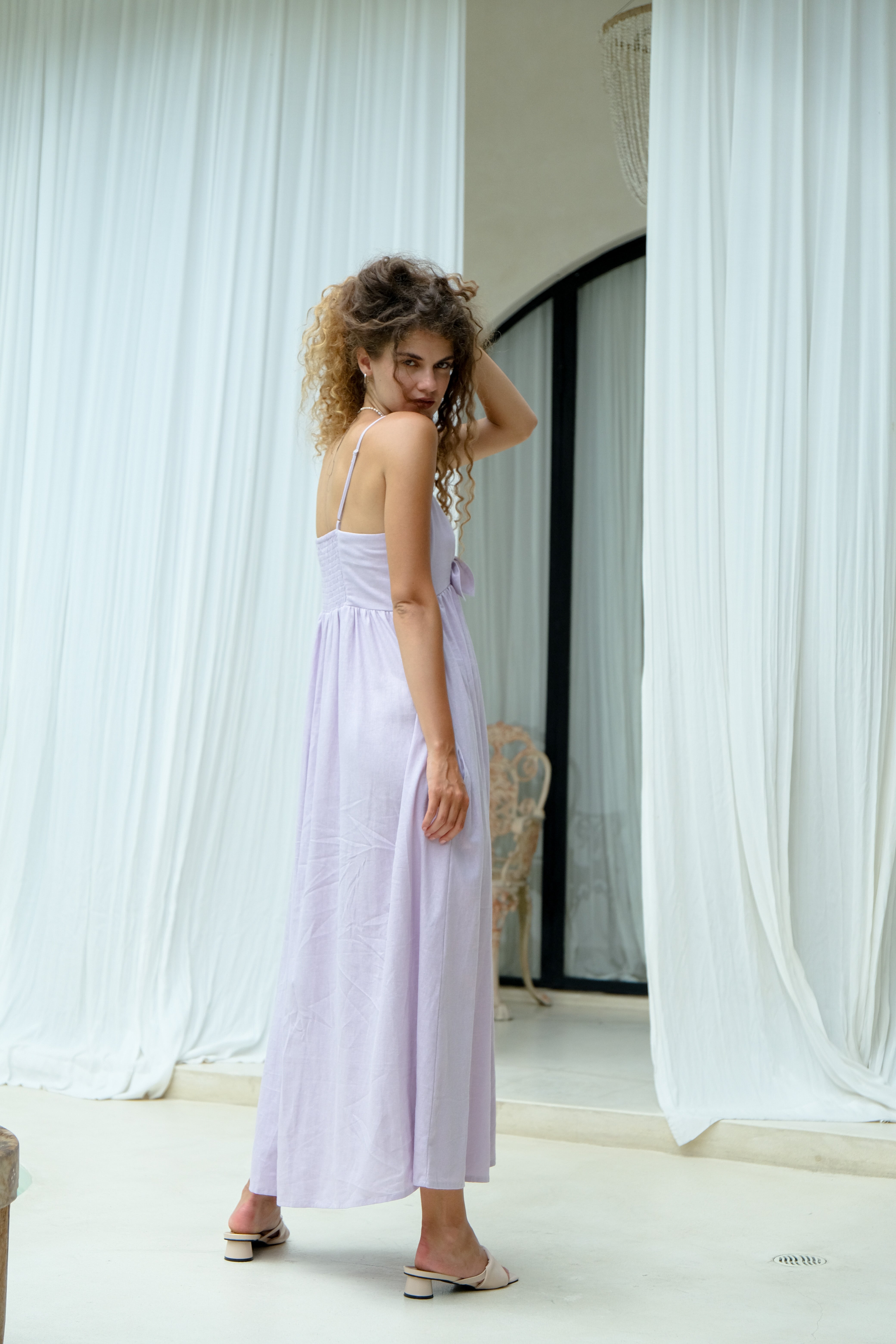 Liora Linen Dress in Lilac-8
