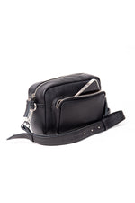 Geneva Cross Body Sling Leather Bag in Black