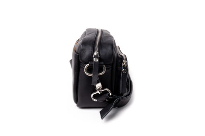 Geneva Cross Body Sling Leather Bag in Black