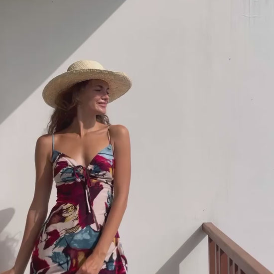 Flores Dress in Red:Blue