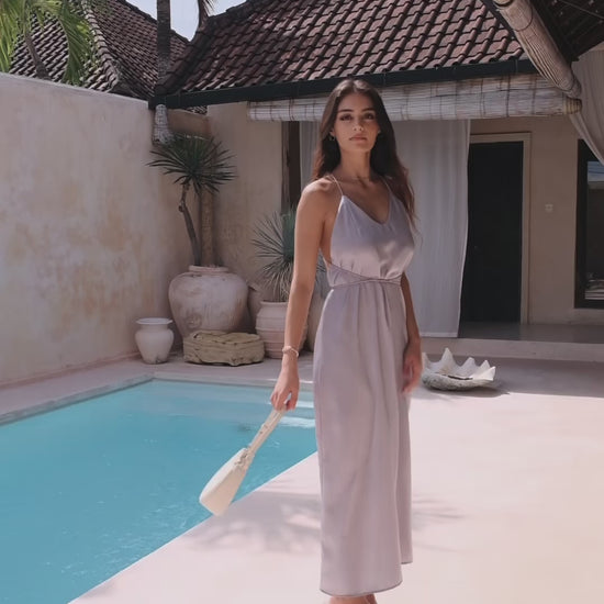 Helena Silky Dress in Silver